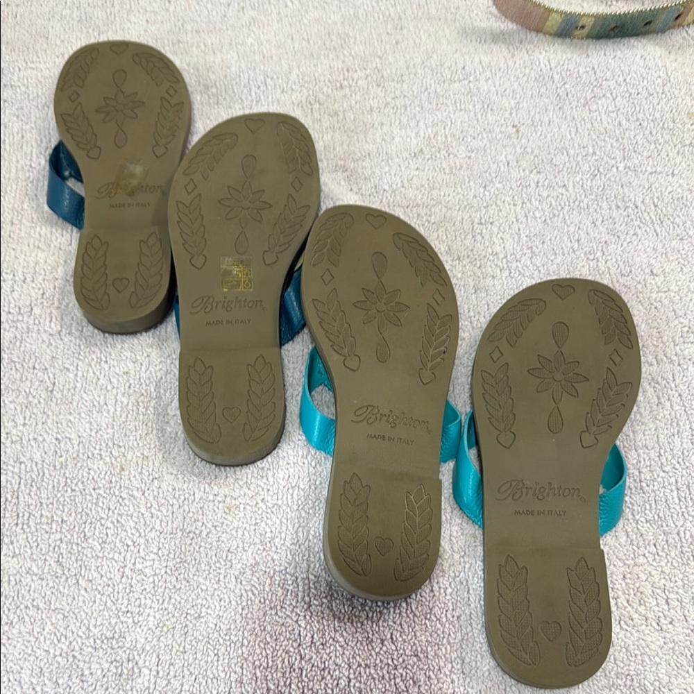 Brighton Blue Sandals with Intricate Metallic Ornaments - Picture 2 of 5